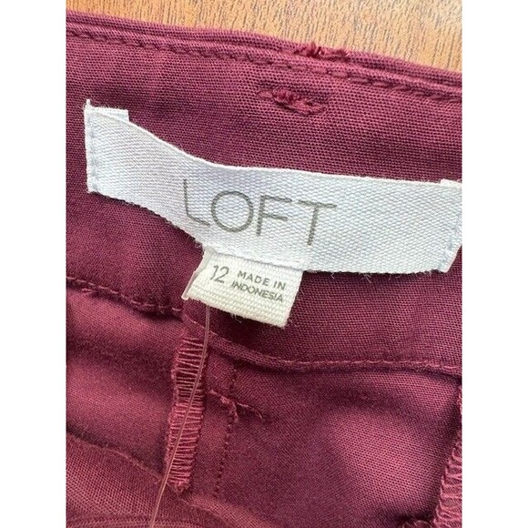 Ann Taylor LOFT Womens The Perfect Straight Pants Burgundy Wine Sz 12 Chino NWT - Picture 3 of 13
